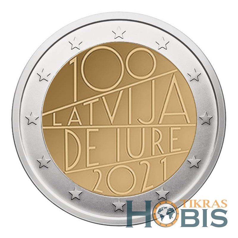 Latvia 2 euro, 2021 100th Recognition Republic UC 108