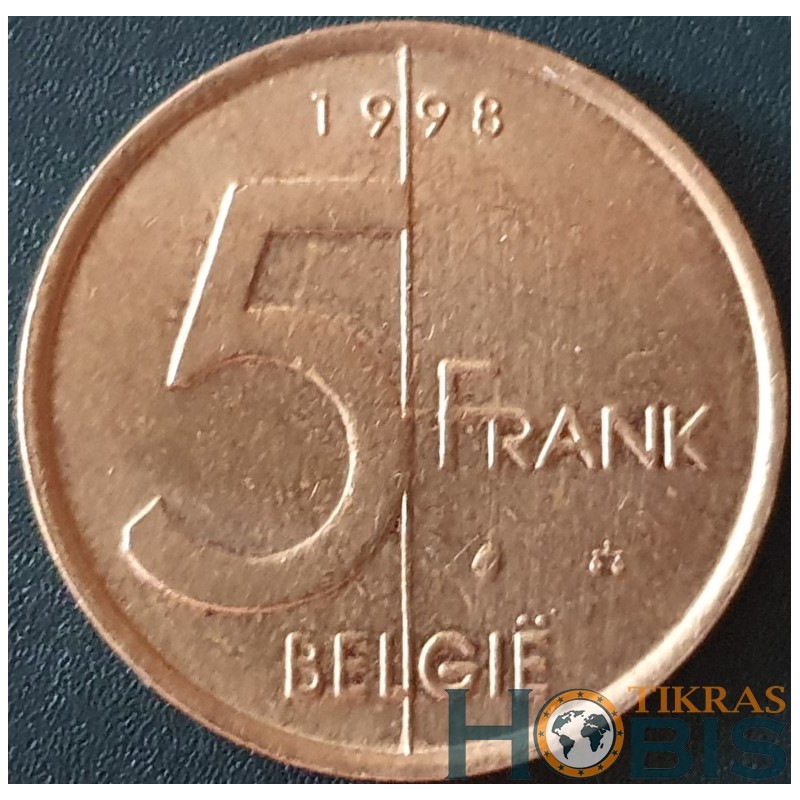 Belgija 5 frankai, 1994-2001 „BELGIE“ KM190