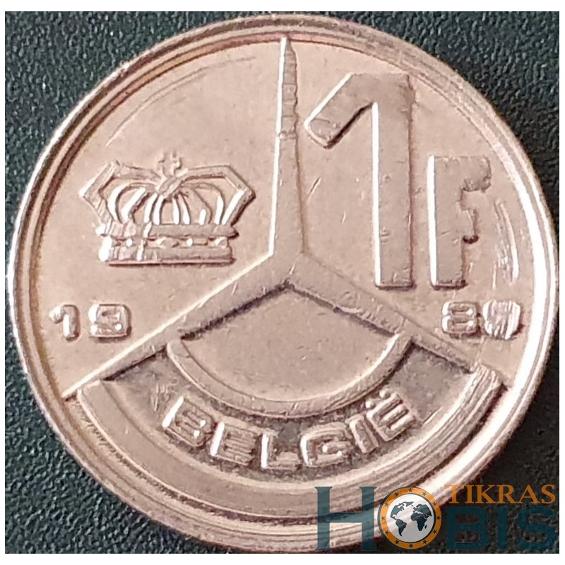 Belgium 1 franc, 1989-1993 'BELGIE' KM171