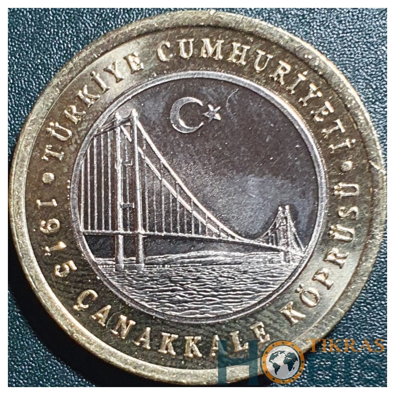 Turkey 1 lira, 2022 1915 Çanakkale Bridge UC199