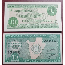 Burundi 10 francs, 2007...