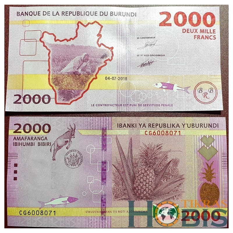 Burundis 2000 frankų, 2018 P-52b