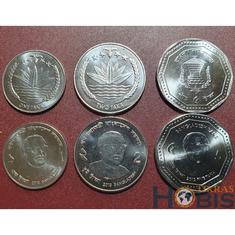 Bangladesh 1, 2, 5 taka, 2012-2013 - 3 pcs