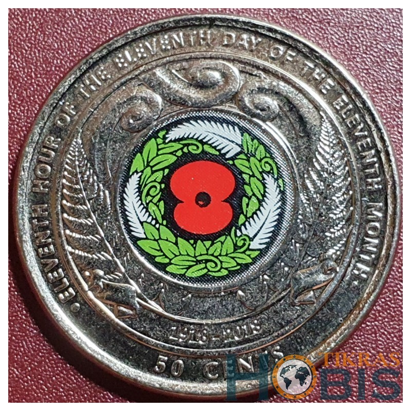 New Zealand 50 cents, 2018 Armistice Day UC202