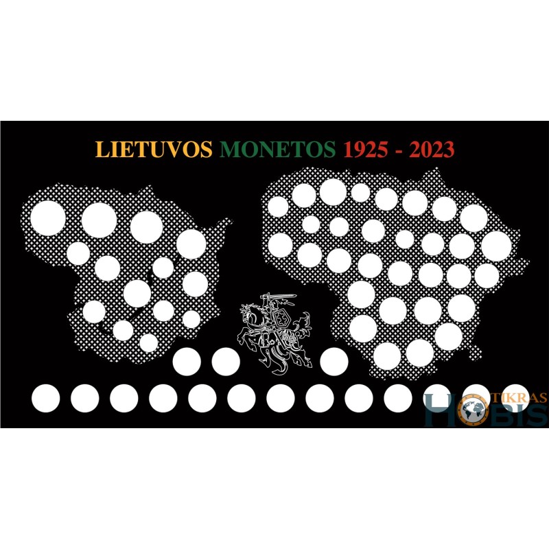 Rėmelis Lietuvos monetoms Nr. 43 - 1925-2023 su 16 skilių 2 Euro