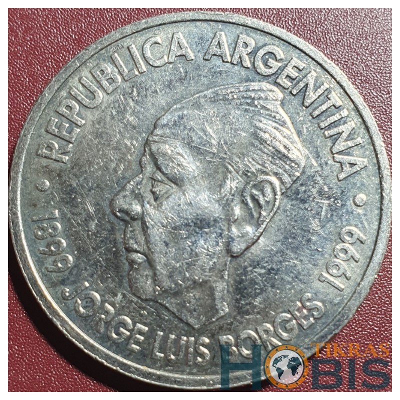 Argentina 2 pesos, 1999 100th Jorge Luis Borges KM182