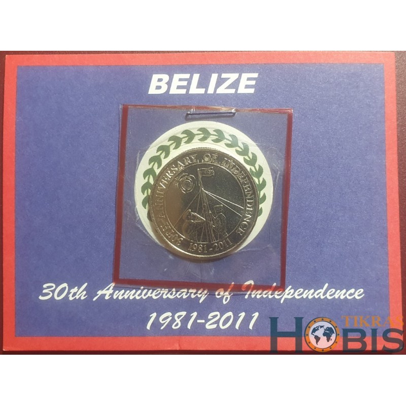 Belize 2 dollars, 2011 30th Independence KM139