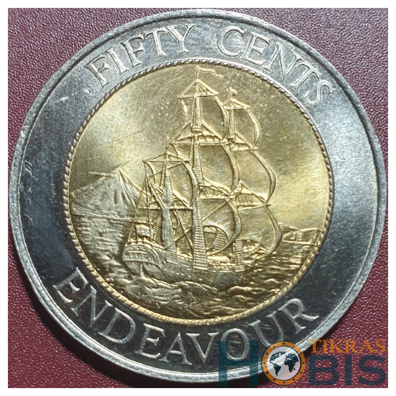 New Zealand 50 cents, 1994 HMS Endeavour KM90