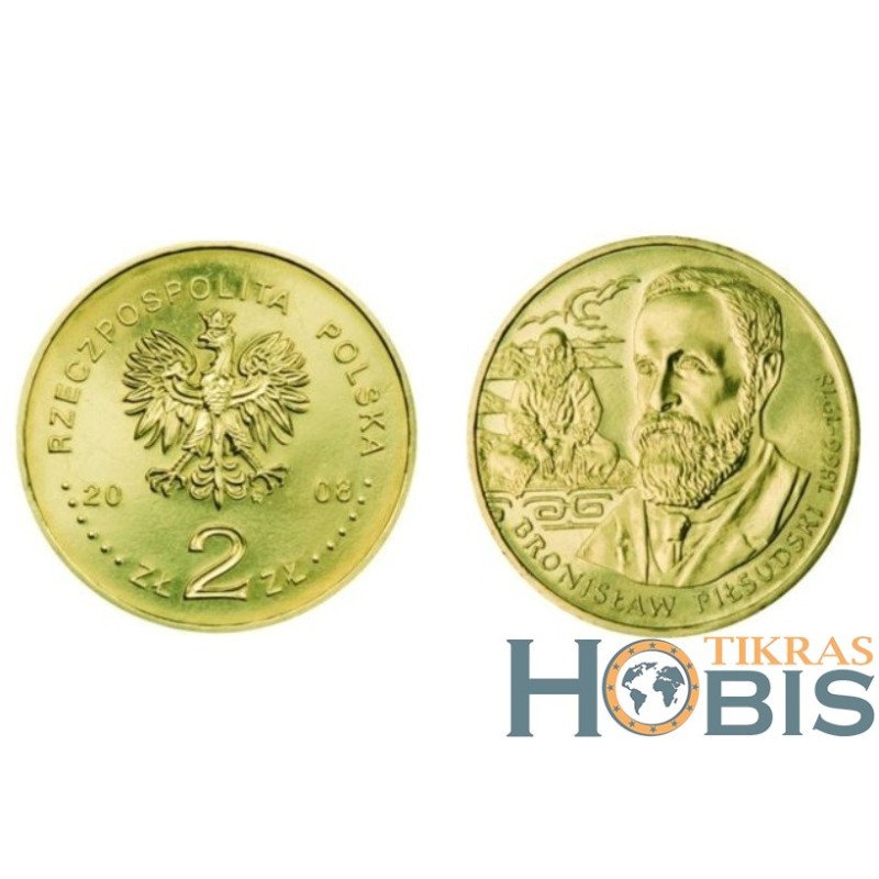 Lenkija 2 zlotai, 2008 Bronislaw Pilsudski