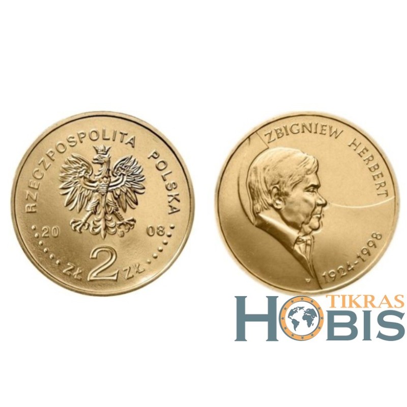 Poland 2 zlote, 2008 10th Zbigniew Herbert Y634