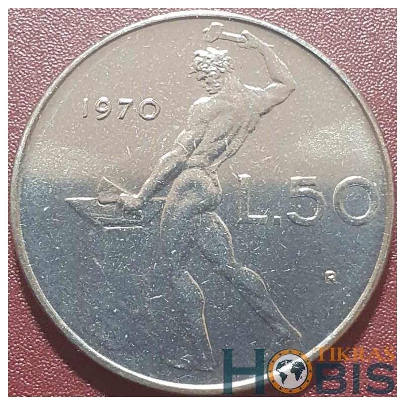 Italy 50 lire, 1970 KM95.1