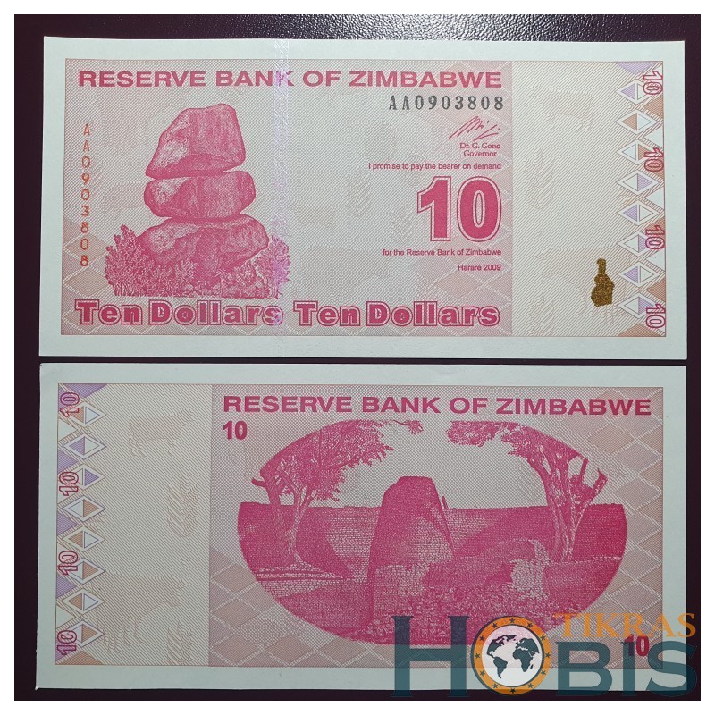 Zimbabvė 10 Dollars, 2009 P-94a