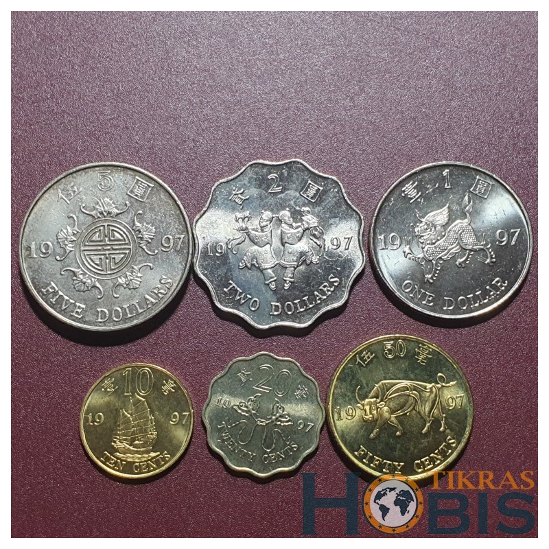 Hong Kong cents and dollars 6 pcs. set, 1997