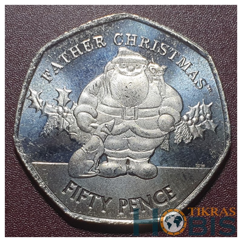 Gibraltar 50 pence, 2019 Father Christmas and his dog UC140