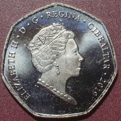 Gibraltaras 50 pensų, 2019 Kalėdų senelis ir jo šuo UC140