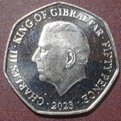Gibraltar 50 pence, 2023 Accession of King Charles III UC433