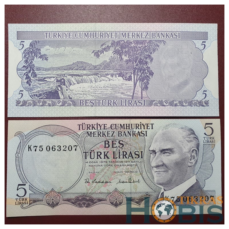 Turkey 5 Lira, 1976 P-185a