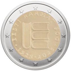 Estija 2 eurai, 2025 Pirmas spausdintas tekstas estų kalba BU
