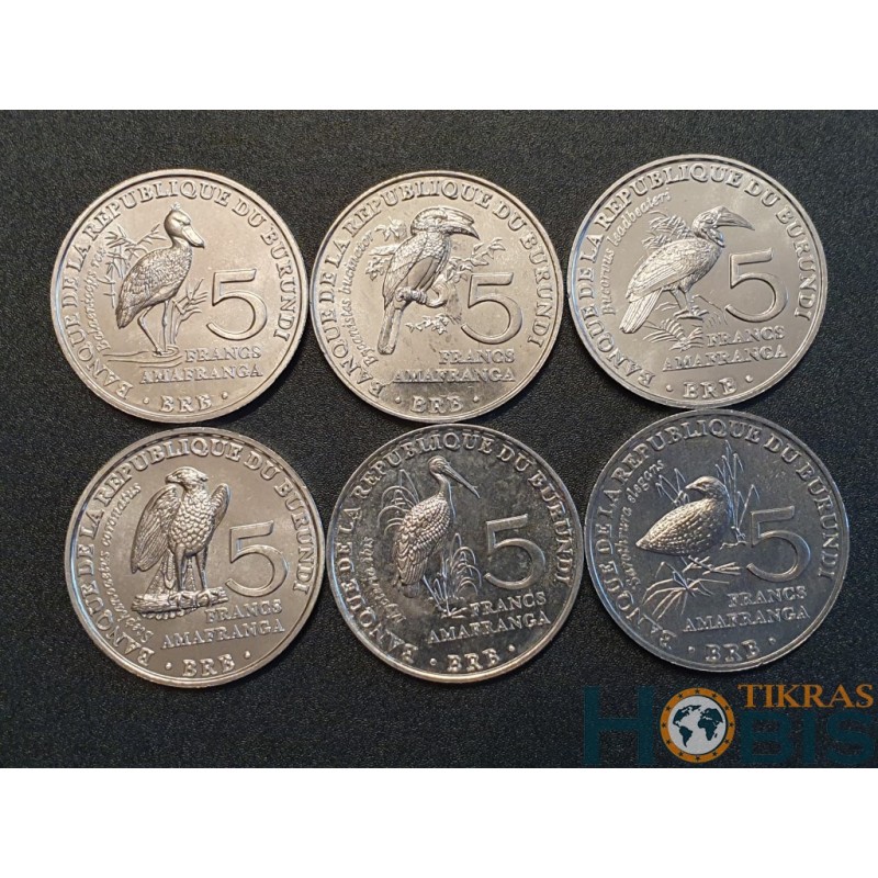 Burundi commemorative 5 francs 6 pcs. set, 2014