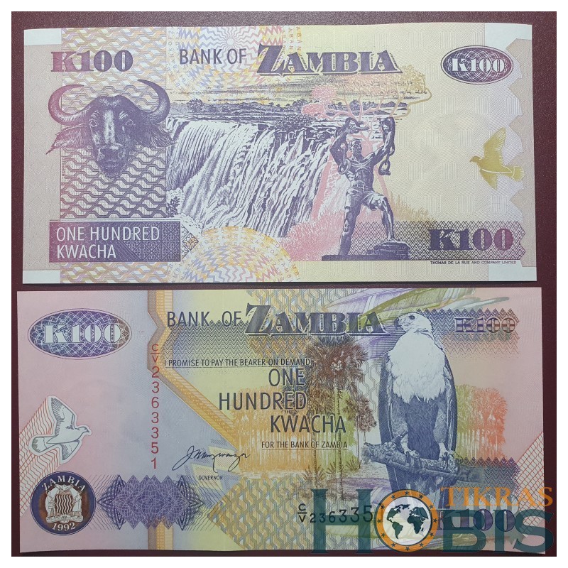 Zambia 100 kwachas, 1992 P-38b