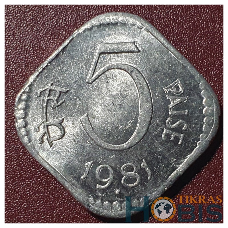 Indija 5 paisos, 1981 KM18.6