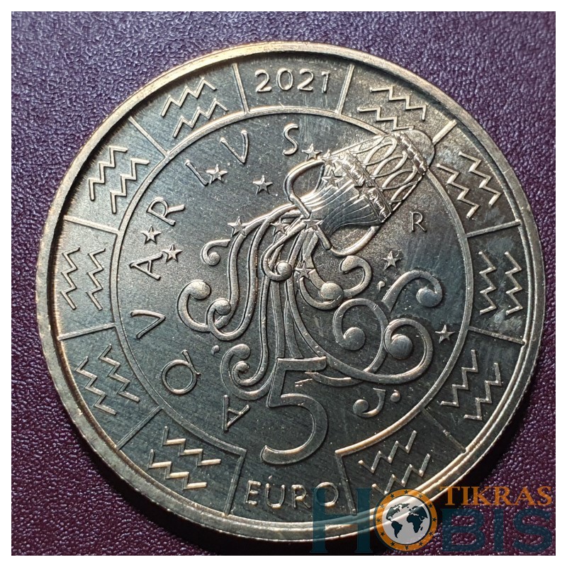 San Marino 5 euro, 2021 Zodiac- Aquarius UC238
