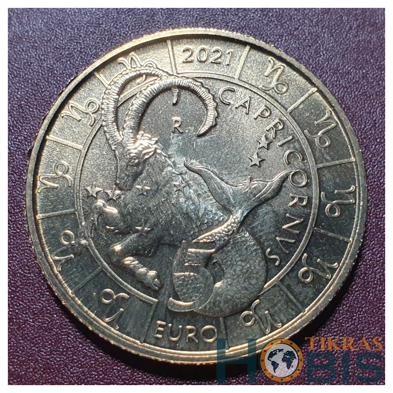 San Marino 5 euro, 2021 Zodiac- Capricorn UC237