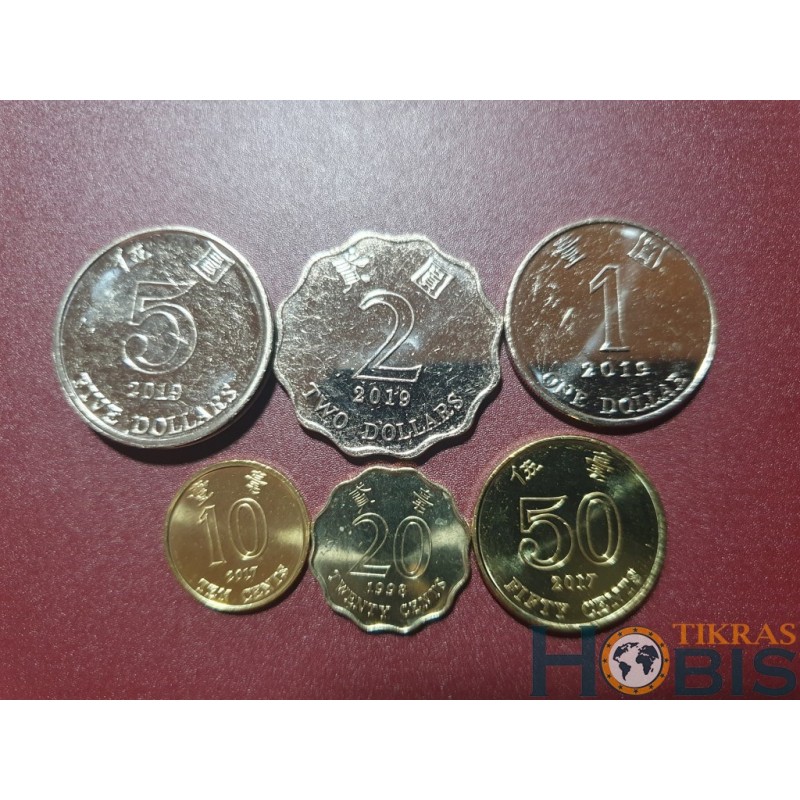 Hong Kong cents and dollars 6 pcs. set, 1997