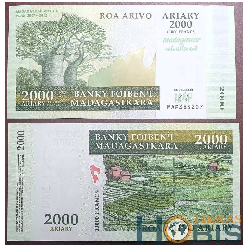 Madagaskaras 2000 Ariary, 2007 P-93a