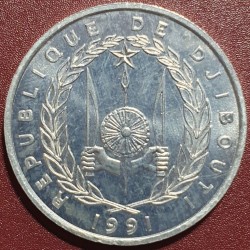 Djibouti 5 francs, 1991 KM22