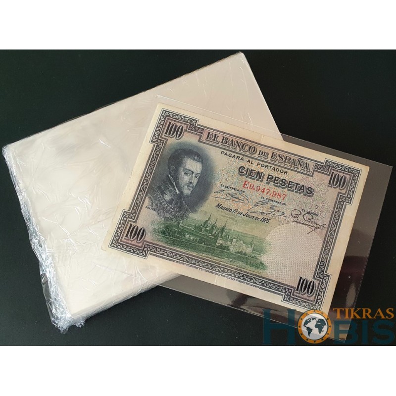 Įmautės (vokelis) banknotui 113x157 mm - 100 vnt.