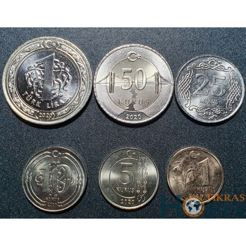 Turkey kurus and lira 6 pcs set, 2020