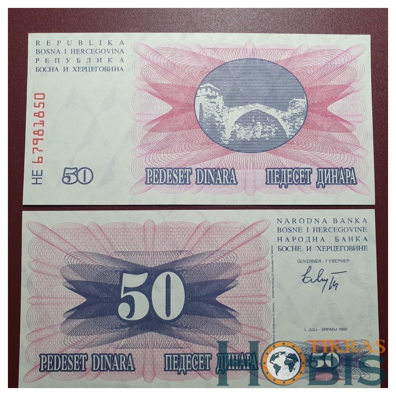 Bosnija ir Hercegovina 50 dinarų, 1992 P-12a
