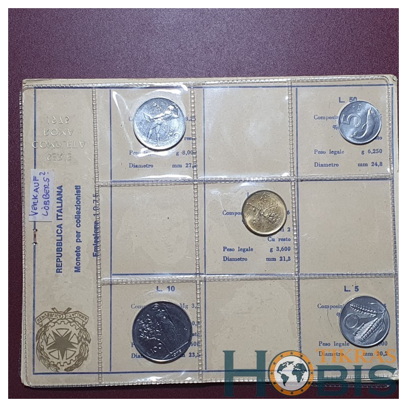 Italija liros, 1975 metų, 5 monetų rinkinys