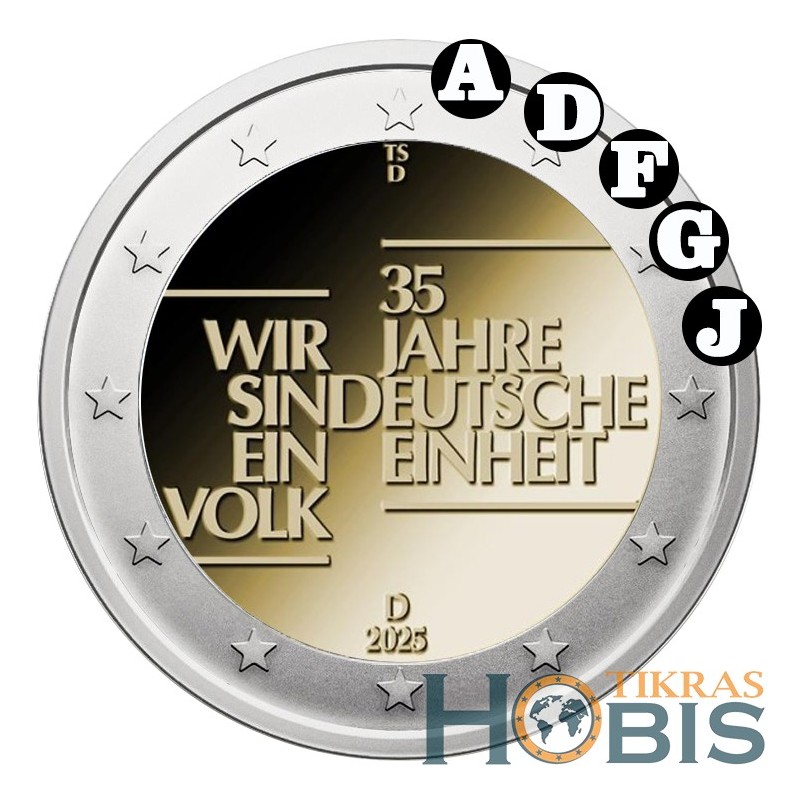Germany 2 euros, 2025 35th German Unification ADFGJ UC112