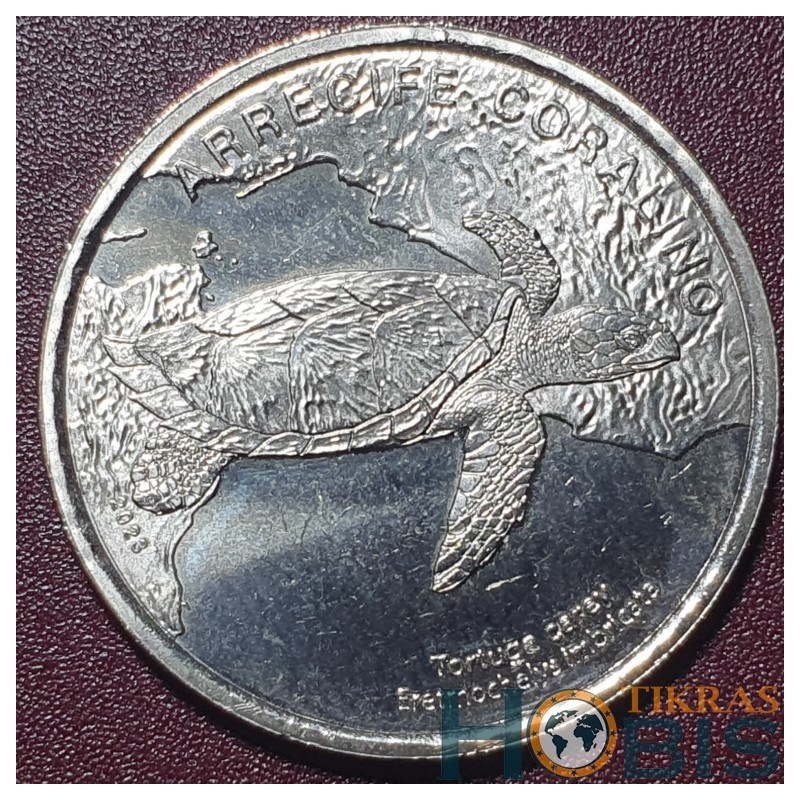 Costa Rica 50 colones, 2023 Coral Reef. Hawksbill Sea Turtle UC214