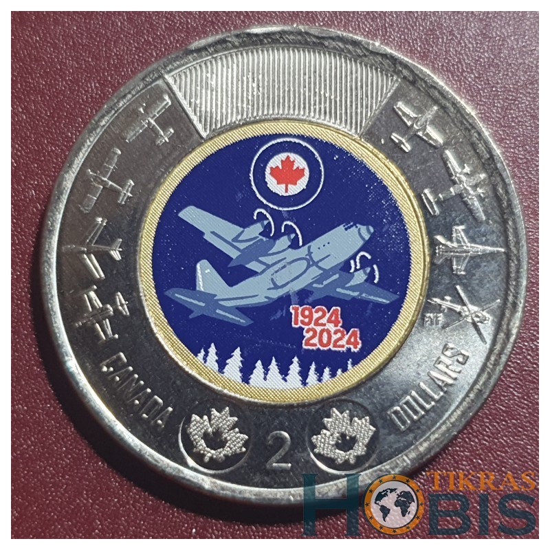 Canada 2 dollars, 2024 100th Royal Canadian Air Force UC1669 Color
