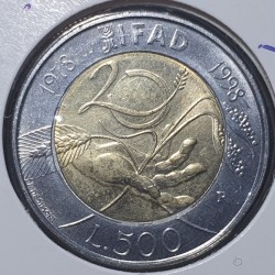 Italy 500 lire, 1998 20th...