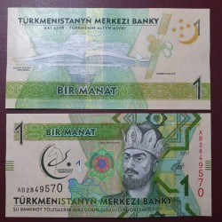 Turkmenistan 1 Manat, 2017...