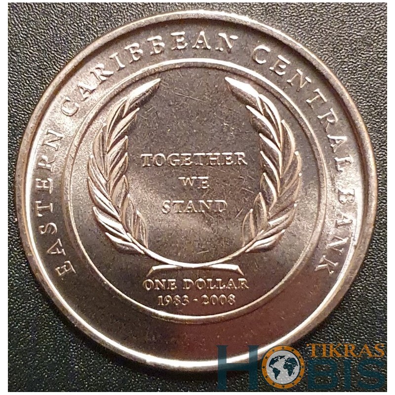Rytų Karibų 1 doleris, 2008 25th Central Bank