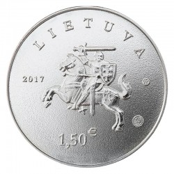 Lithuania 1.50 euro, 2017 Hound and Samogitian Dog KM225