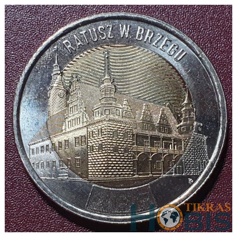 Poland 5 zlotych, 2025 Brzeg Town Hall UC792
