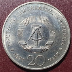 Germany - GDR 20 marks, 1971 100th Heinrich Mann KM33