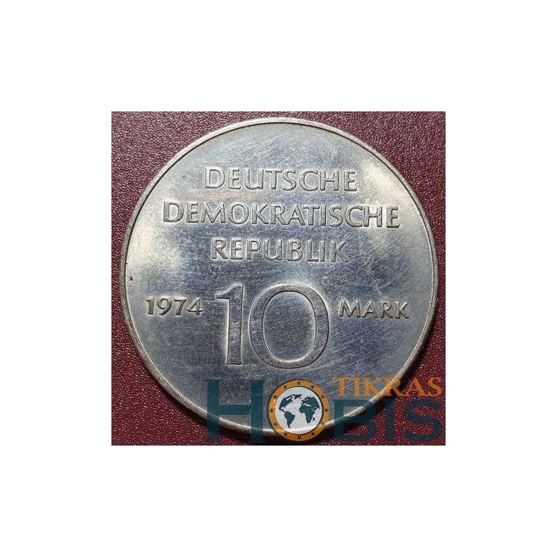Germany - GDR 10 marks, 1974 25th Coat of Arms KM50