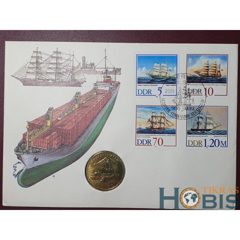 Germany - GDR 5 marks, 1988 30th Port of Rostock KM121 envelope