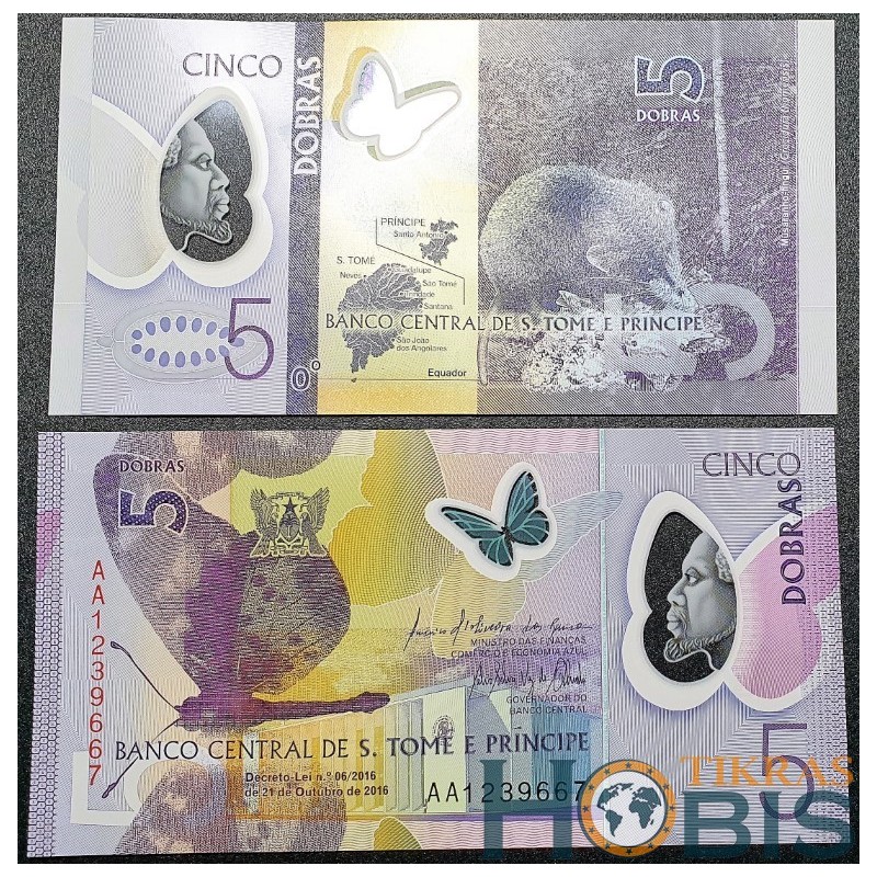 San Tomė ir Prinsipė 5 Dobras, 2016 P-70a