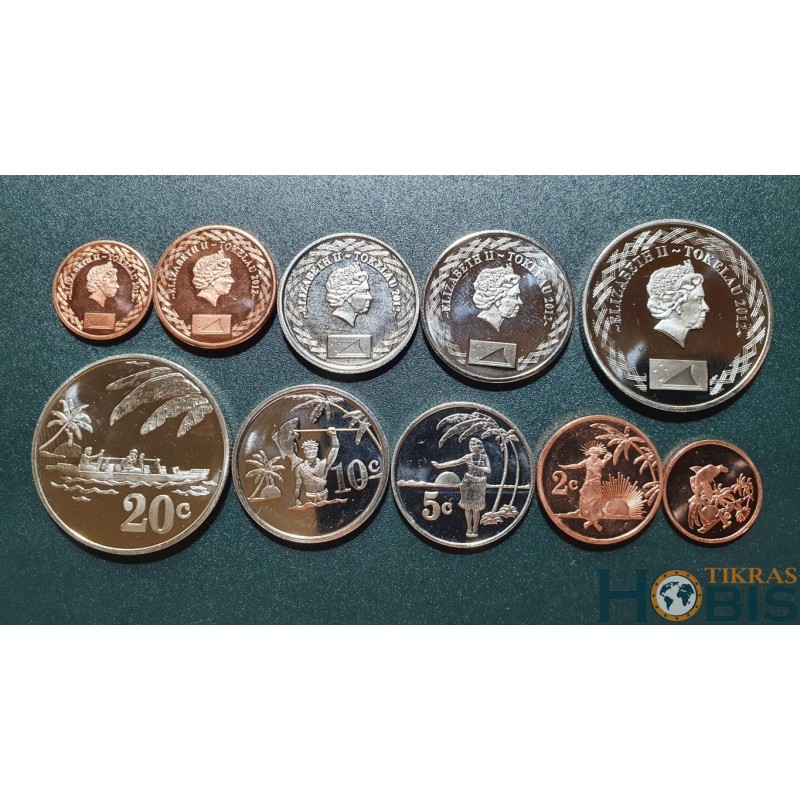 Tokelau centų 2012 metų, 5 vnt. rinkinys