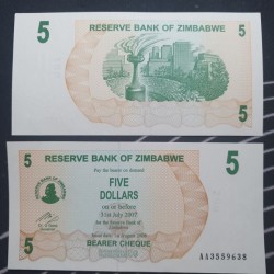 Zimbabwe 5 Dollars, 2009 P-93