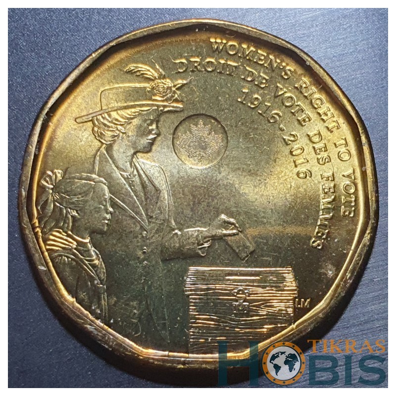 Canada 1 dollar, 2016 100th Women's Right to Vote UC107