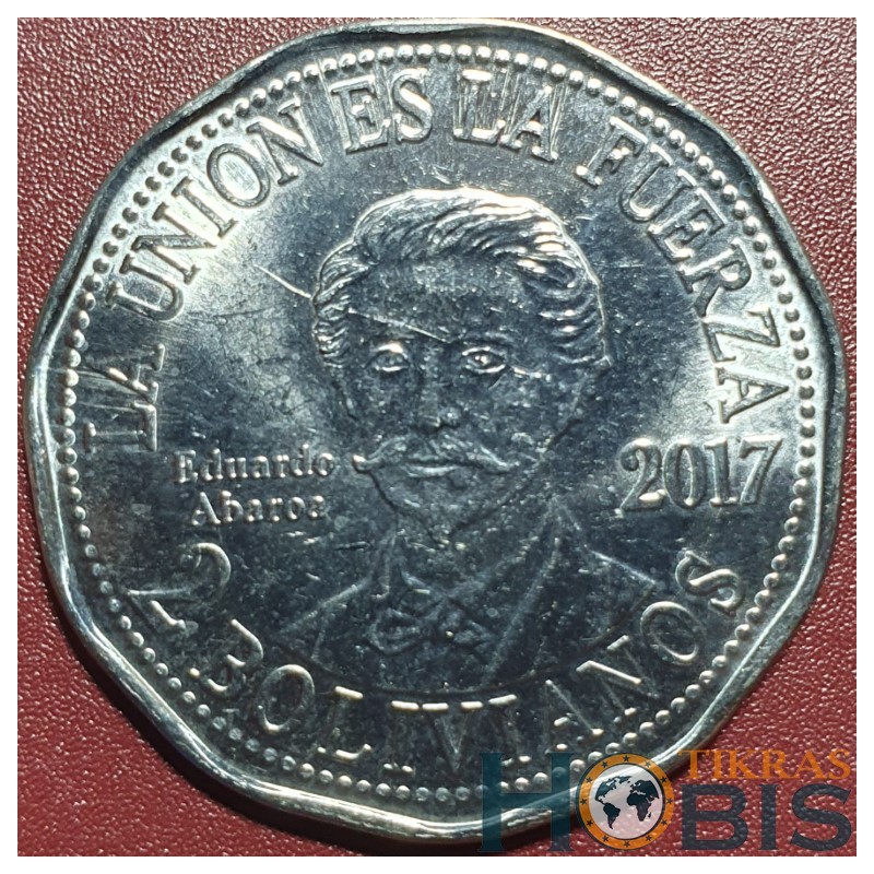 Bolivija 2 bolivianai, 2017 Eduardas Abaroa UC102
